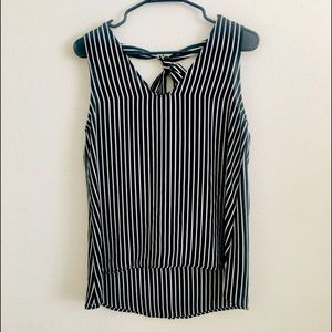 Black and White striped sleeveless blouse. Small